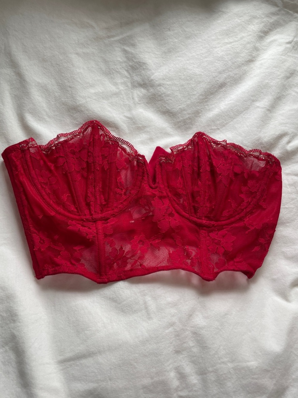 Victoria's Secret Red Lace Strapless Bustier Bralette